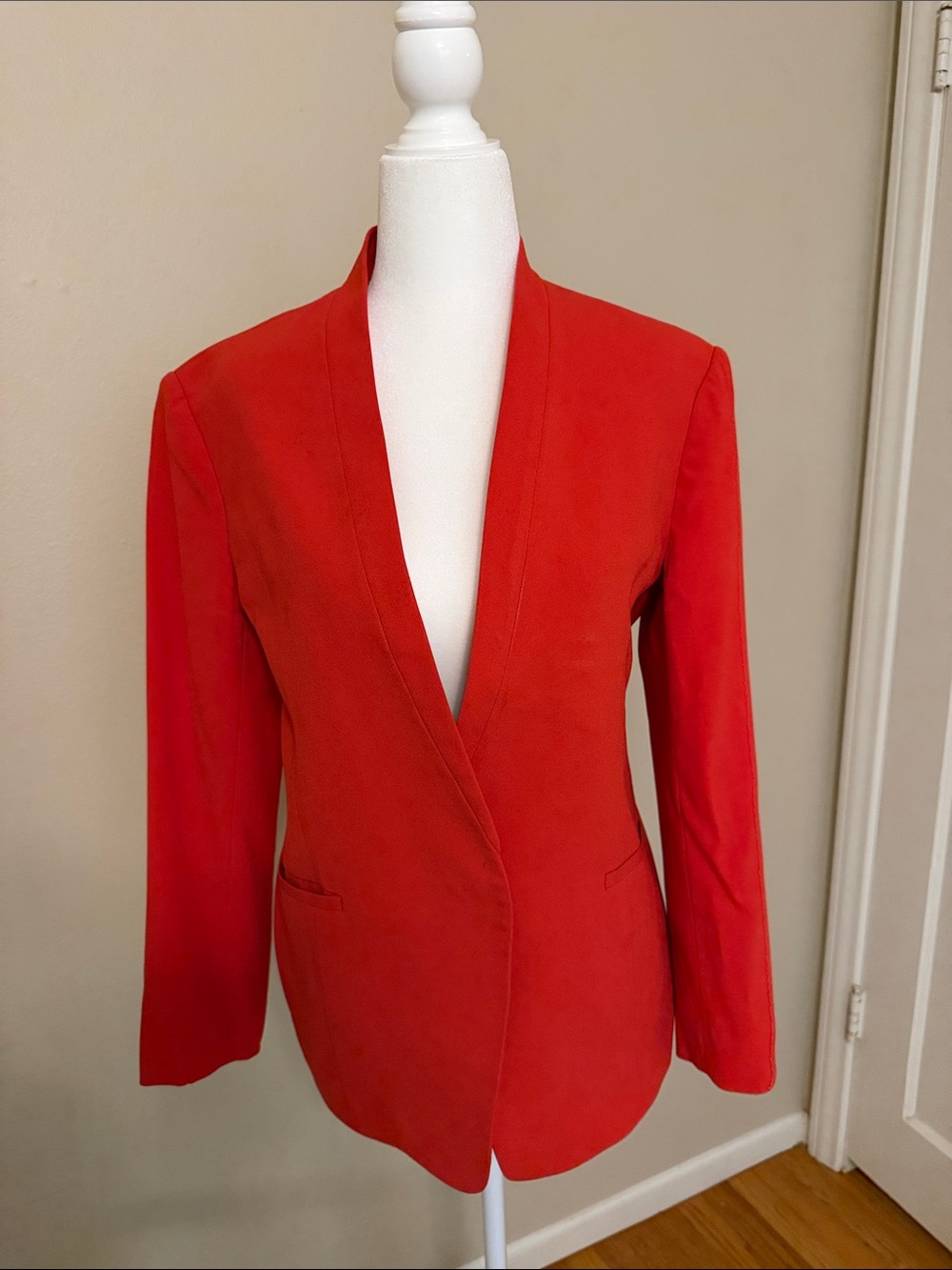 Rag Bone New York Red Collarless Blazer Jacket Women Size 6